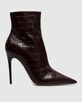 Paris Texas Burgundy leather ankle boots VERA with crocodile embossed pattern PX2072XCOCO