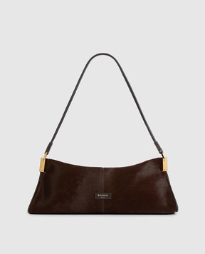 Balmain Brown leather trapezoid bag 64-83 HN0AE095LPOH