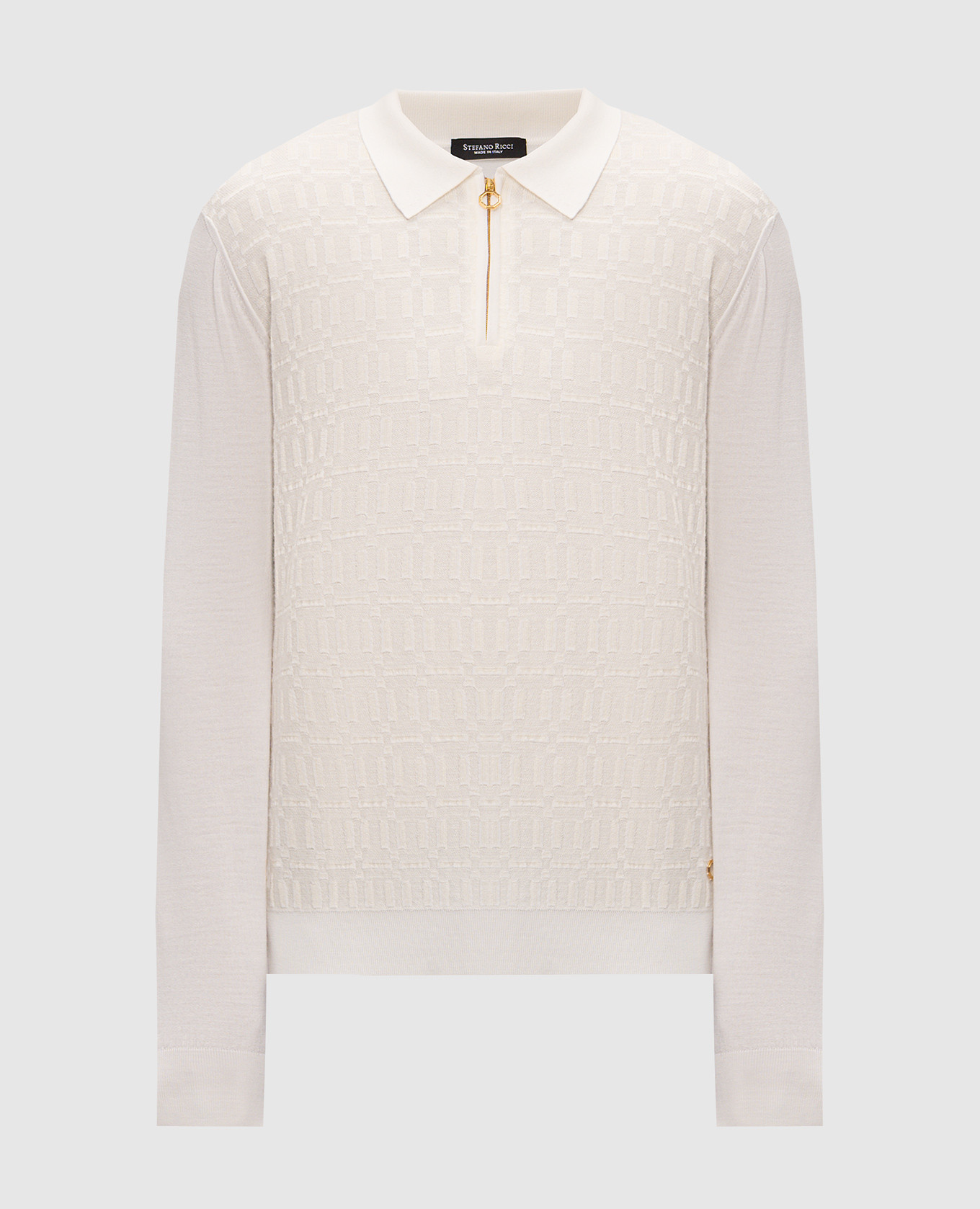 Ivory wool, silk and cashmere polo