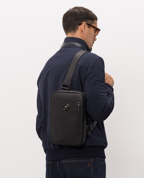 Stefano Ricci Black leather sling bag with emblem ND200GUVHI1