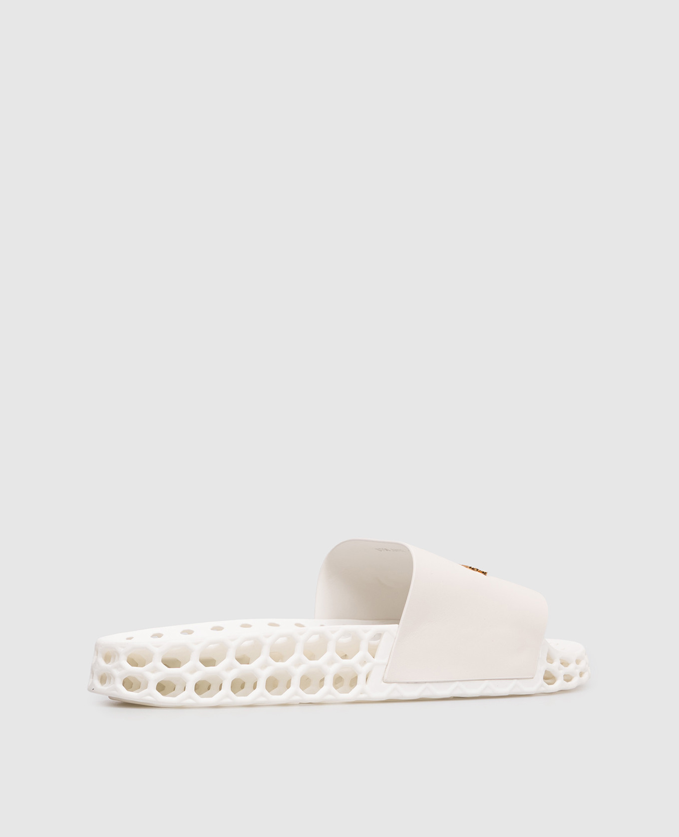 

White perforated leather sliders Stefano Ricci