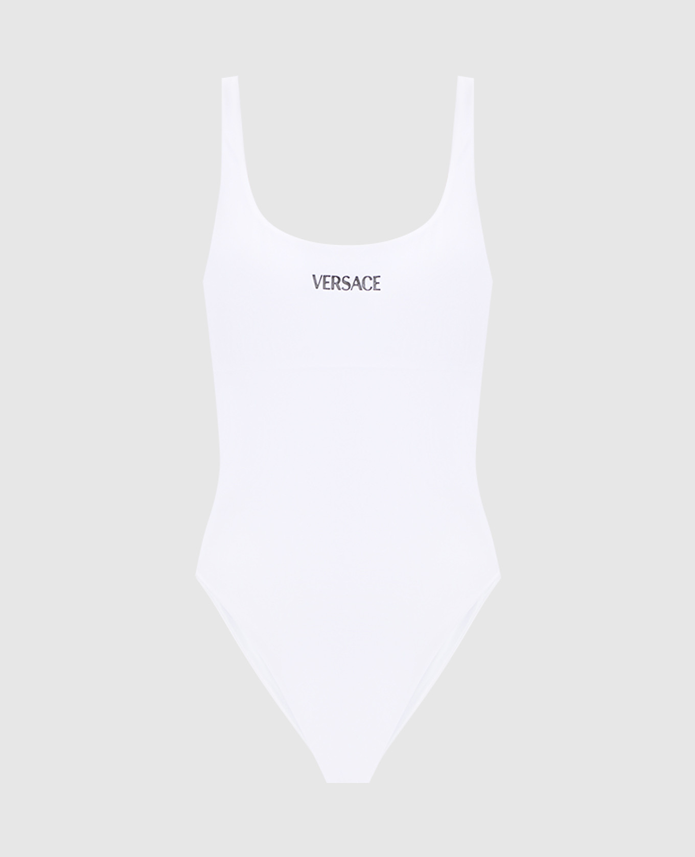 White swimsuit with logo