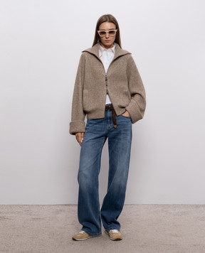Brunello Cucinelli Brown cashmere cardigan with lurex MTX755606P