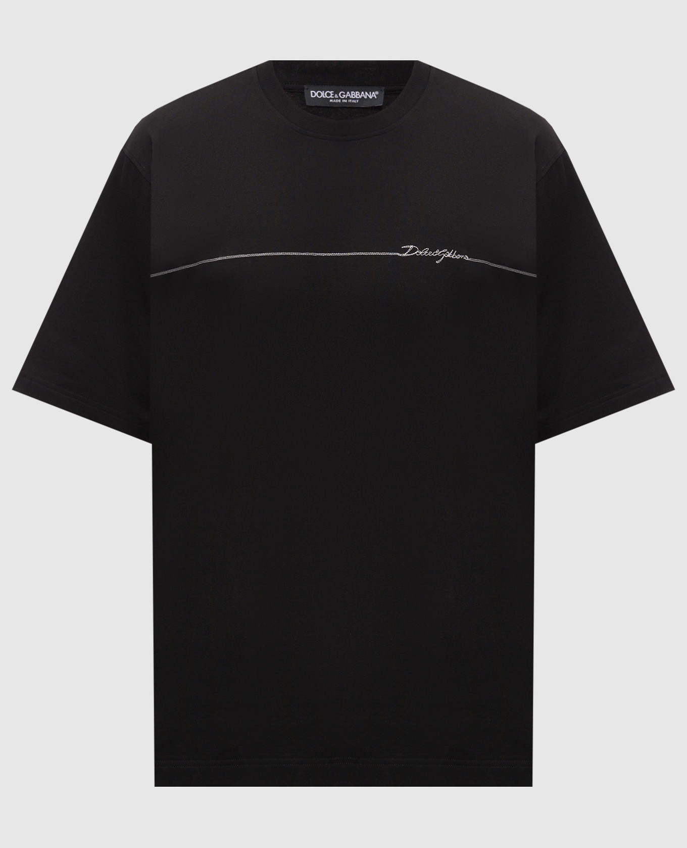 Black T-shirt with contrast logo embroidery