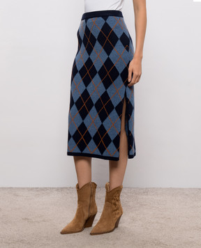 Twinset Blue skirt with geometric pattern 262TT3271