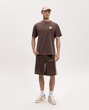 Palm Angels Brown T-shirt with logo patch PMAA109S26JER00B