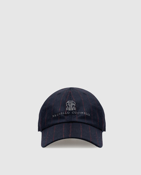 Brunello Cucinelli Blue striped wool cap MV4419850