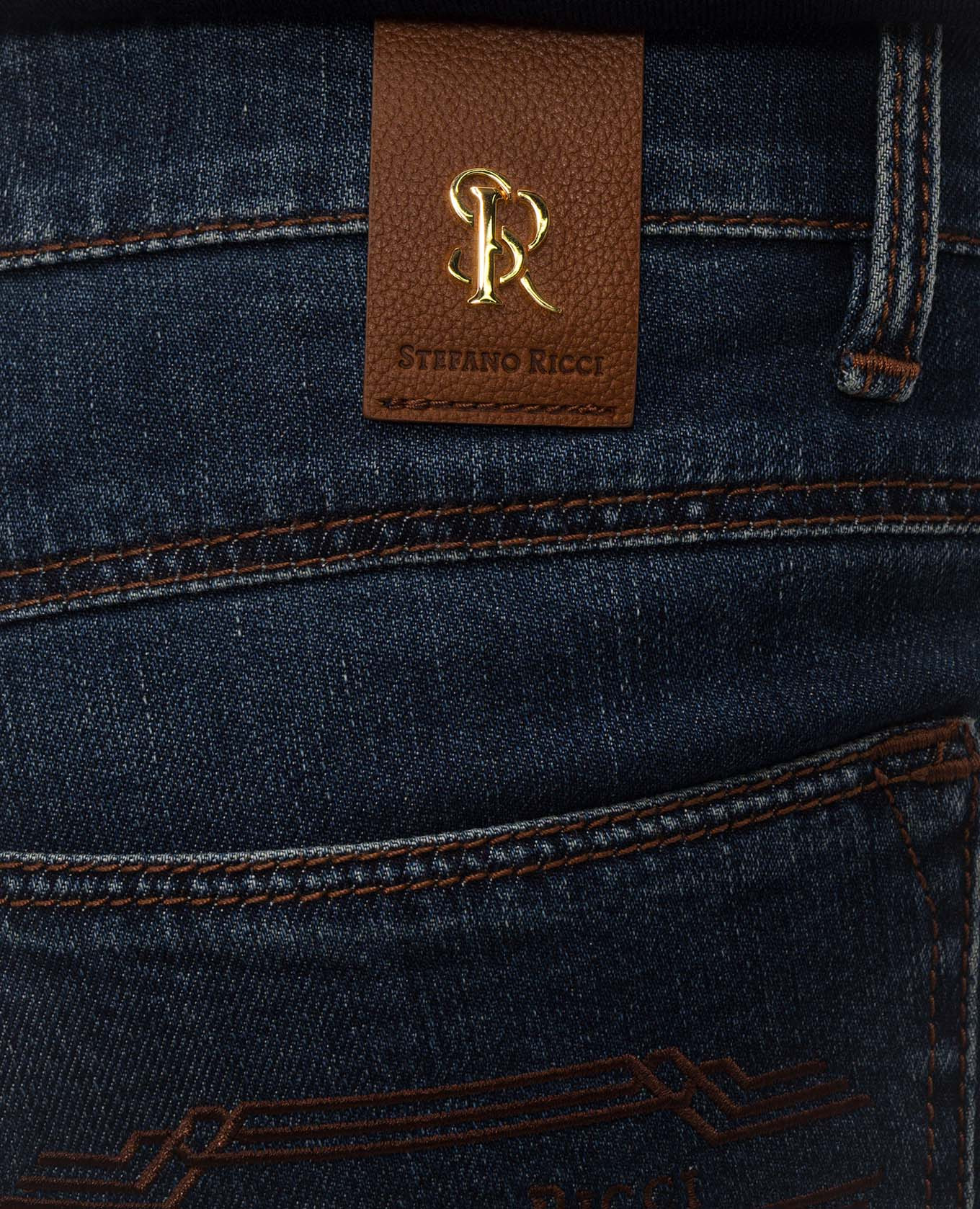 Blue jeans with logo embroidery Stefano Ricci 5