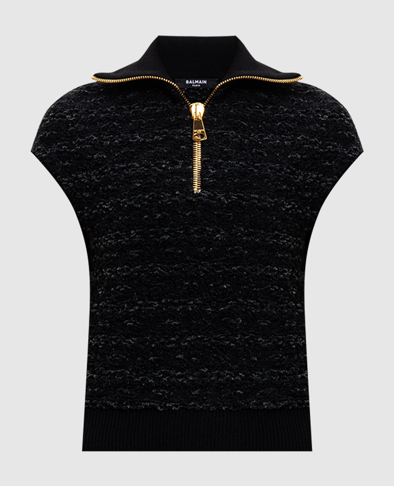 

Black T-shirt top with zipper Balmain
