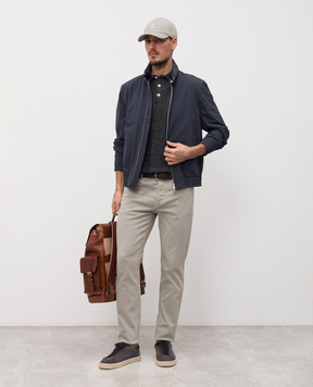 Brunello Cucinelli Grey polo shirt with linen in woven pattern M2L707815