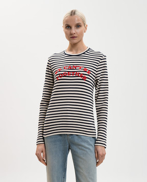 Alexander McQueen White striped jumper with embroidered lettering 857886QLAFI