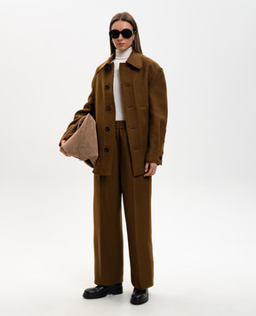 Ami Paris Brown wool coat with logo UJK824WV0078