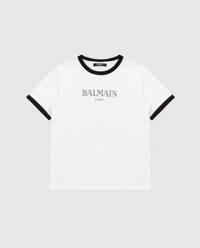 Balmain Children's white T-shirt with logo BY8P41Z3672410