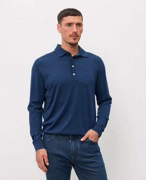 Stefano Ricci Blue long-sleeved polo with silk K616440P34F26109