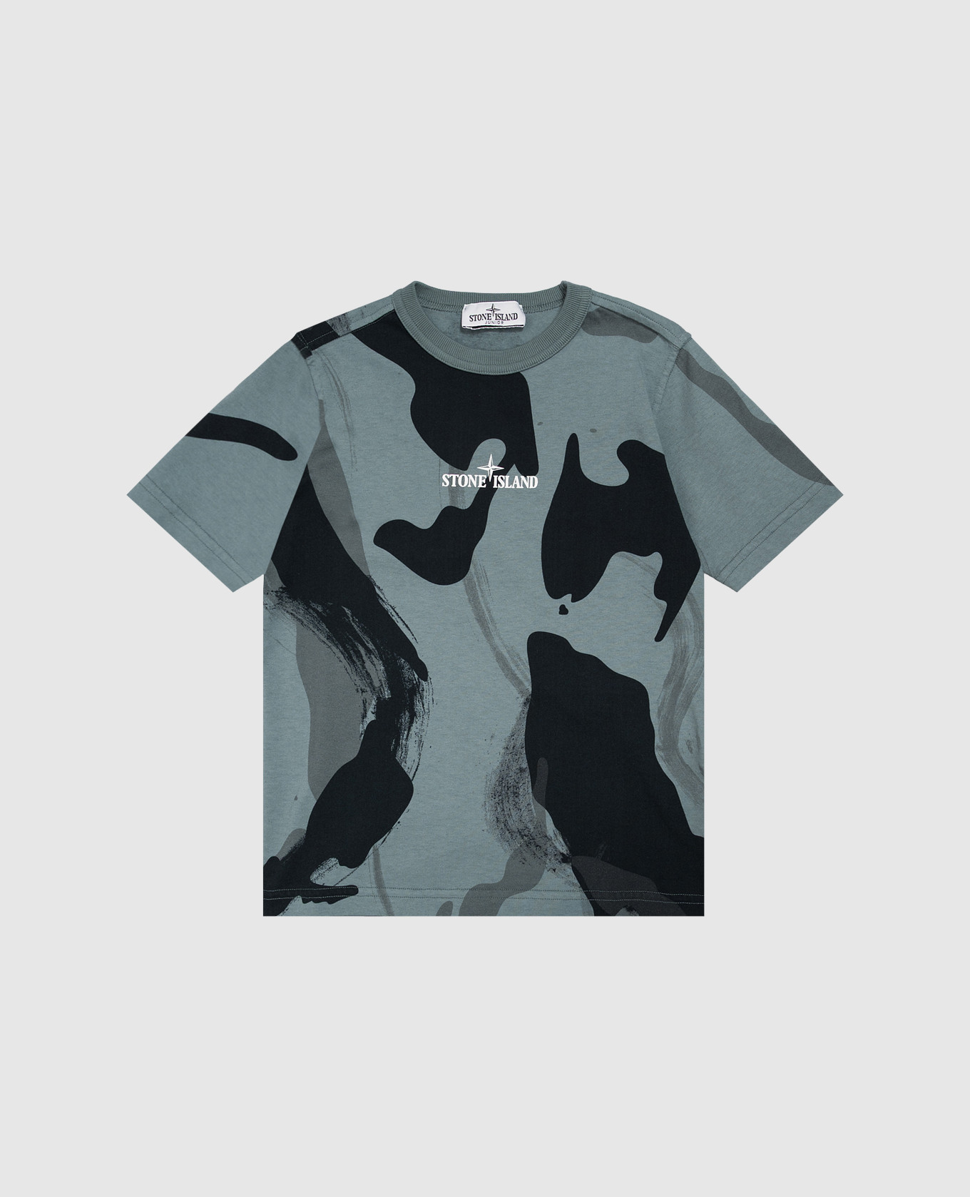 Children's blue T-shirt with camouflage print Stone Island