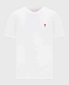 Ami Paris White T-shirt with embroidered emblem BFUTS035724