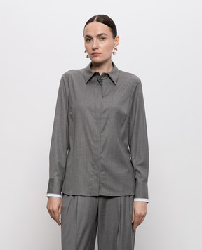 Peserico Gray wool shirt with monil chain A06818D06461