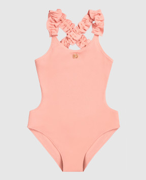 Dolce&Gabbana Children's pink swimsuit with ruffles L5J871ON0CA26
