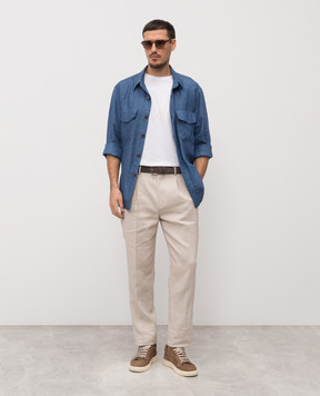Canali Blue linen shirt AE0595831021