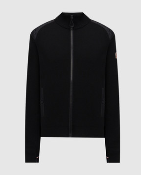 Moncler Grenoble Black wool cardigan with emblem K20979B00010M1122
