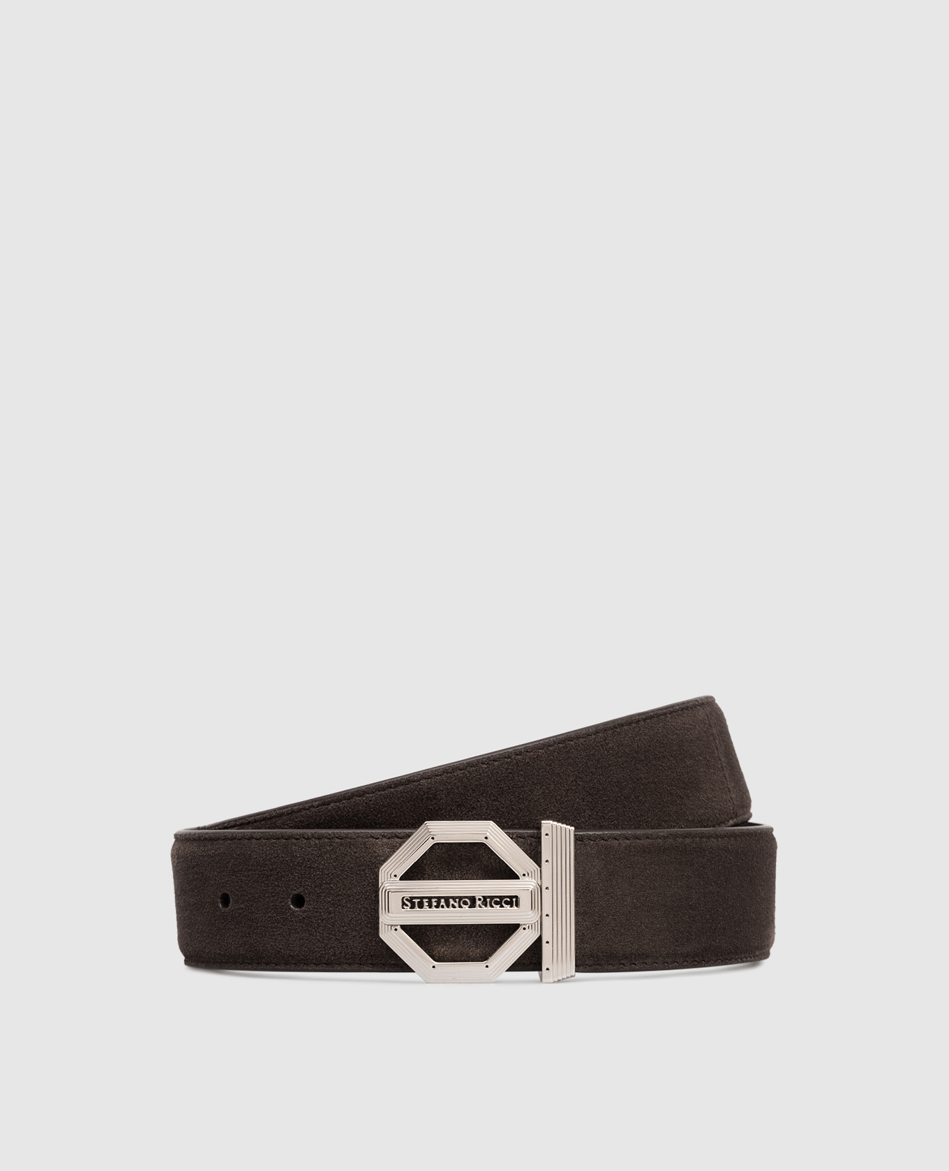 

Brown suede belt with logo Stefano Ricci