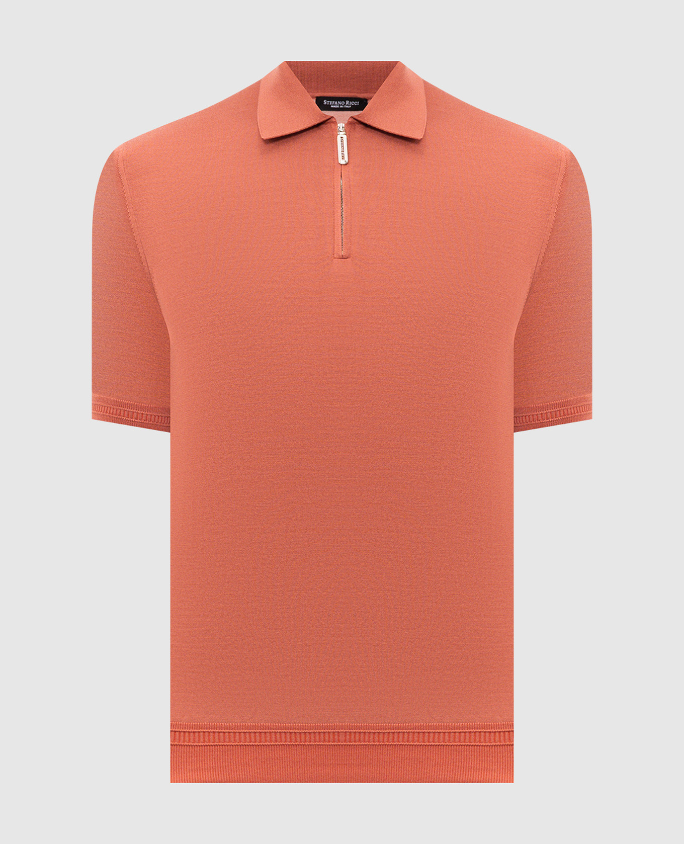Terracotta silk polo Stefano Ricci