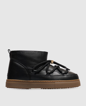 Inuikii Children's black leather boots with fur 300100100813338