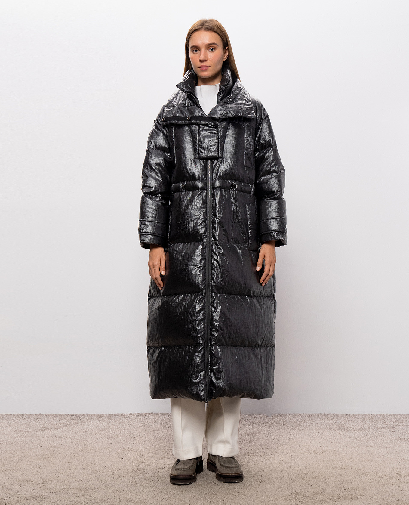 Gray elongated down jacket Max & Co 3