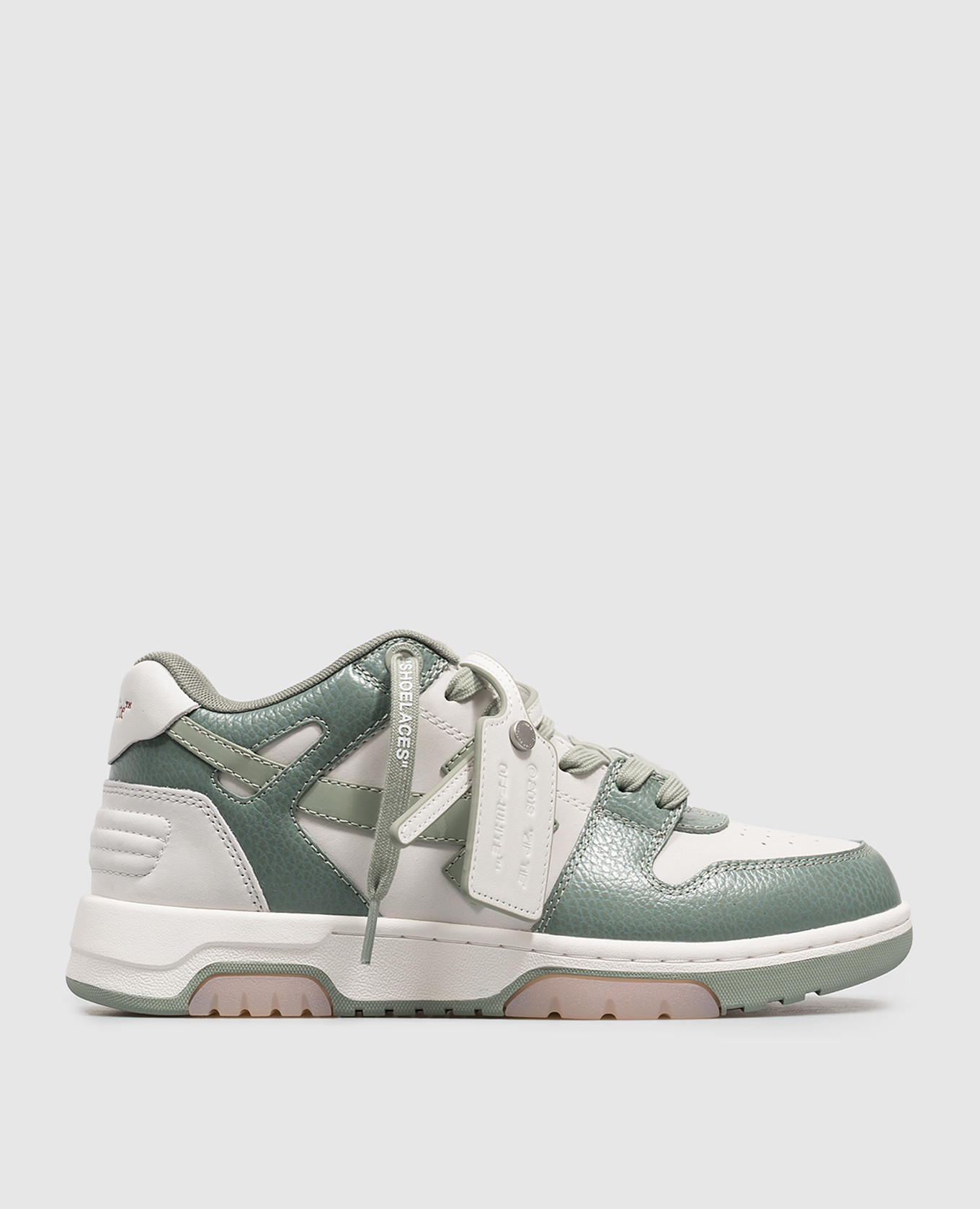 Out Of Office Green Leather Sneakers Off-White