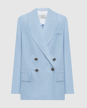 Peserico Blue double-breasted linen jacket A0121502606
