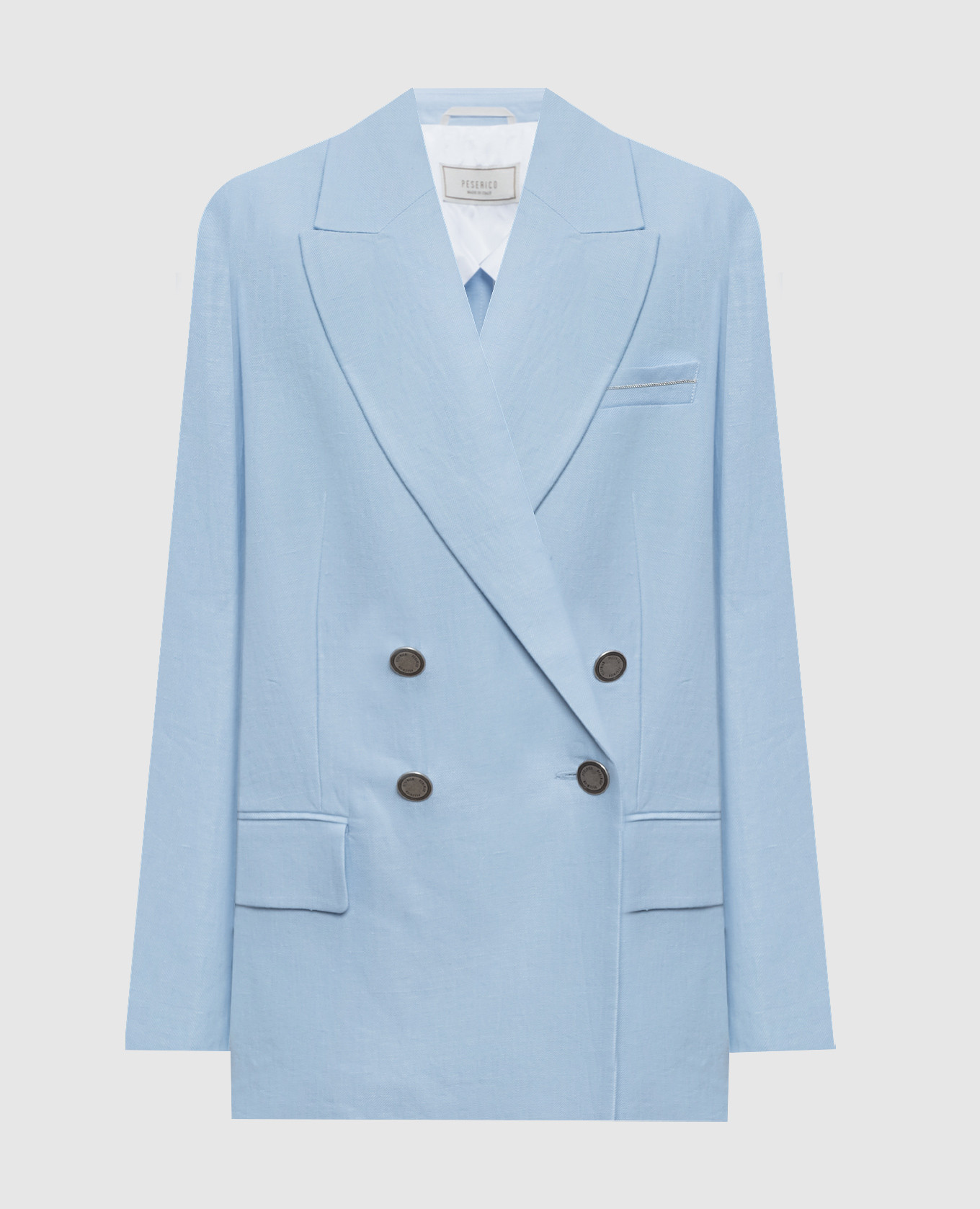 Veste croisée en lin bleu