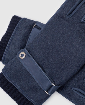 Stefano Ricci Blue cashmere and nubuck combination gloves M5G5300040WSMKTG