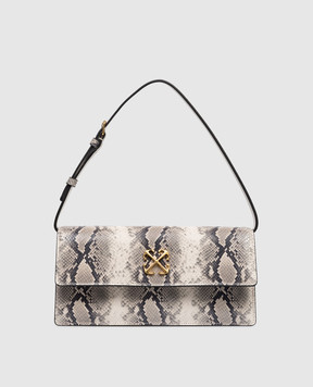 Off-White Beige leather bag Jitney 1.0 with python print OWNN172S26LEA003