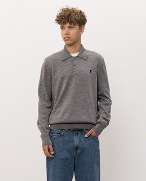 Ami Paris Gray wool polo shirt HPL457KN0197