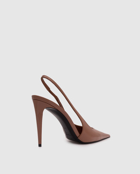 Saint Laurent GUERMATES brown patent leather slingbacks 870505AAD60