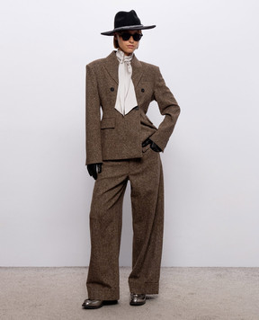 Brunello Cucinelli Brown double-breasted jacket with wool MD0027246