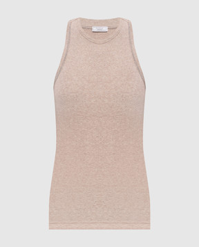 Peserico Beige melange top with chain S08781J005669
