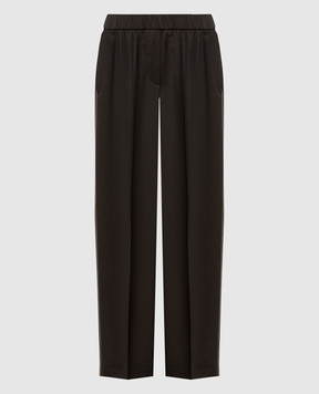 Peserico Brown wool pants with monil chain A0407202584