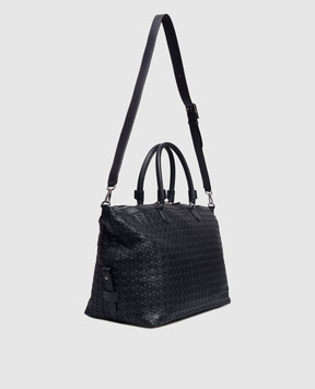 Serapian Blue leather travel bag with braiding SRMOSMTR707545Y021