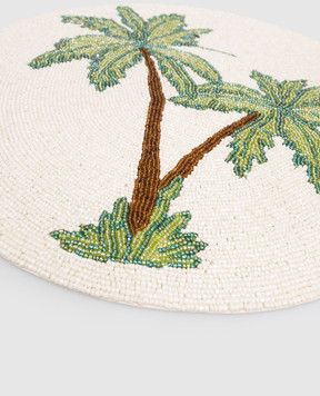 Les Ottomans White beaded serving table mat TJB02