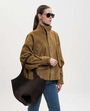 The Attico Brown suede bag with logo 260WAH00062LBT007AA