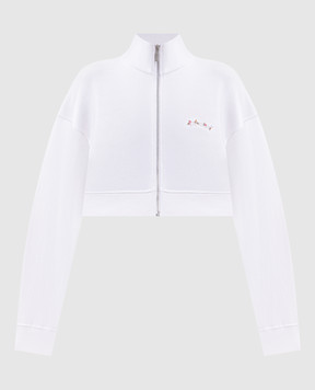 Off-White White cropped sports jacket with logo print 2FE00508T