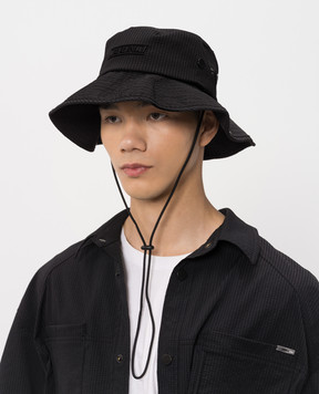 Juun.j Black Panama with logo embroidery JC638BP535