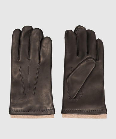 Black leather gloves