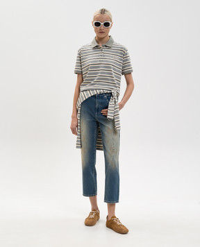 Max & Co MANDARE striped khaki polo shirt MCOMANDARE