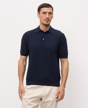 Morgano Blue polo shirt with pattern 3071807