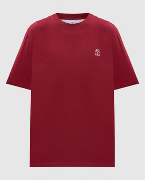 Brunello Cucinelli Burgundy t-shirt with logo print M0B138440