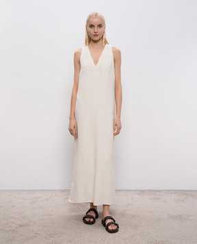 Brunello Cucinelli Ivory dress with linen MH126A4812