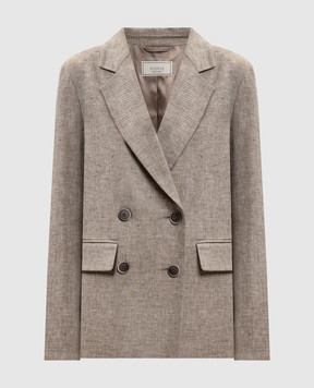 Peserico Beige double-breasted linen jacket S01227F02598