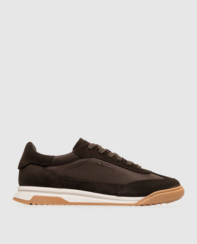 Kiton Brown logo-embossed combination sneakers USSA514N01532